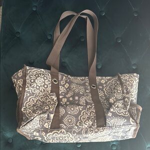 Thirty-One Grey, Brown and Cream Paisley Tote Bag